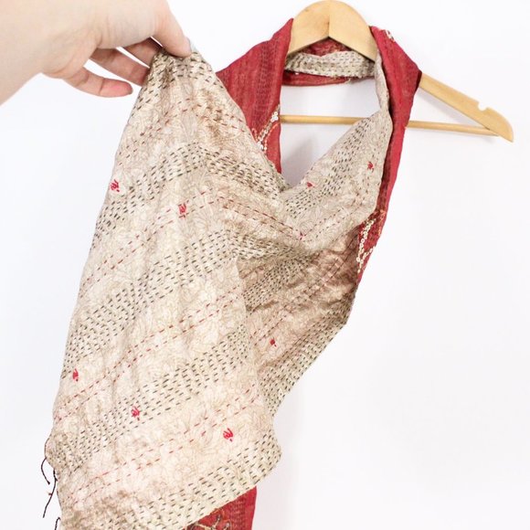 *VILLAGE ARTISAN The Skinny Kantha Scarf in the Warm  Sunset Palette - Picture 6 of 7